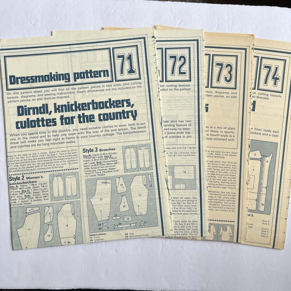 Vintage Designer Sewing Patterns Uncut Lot Of 4 Various Styles 70s